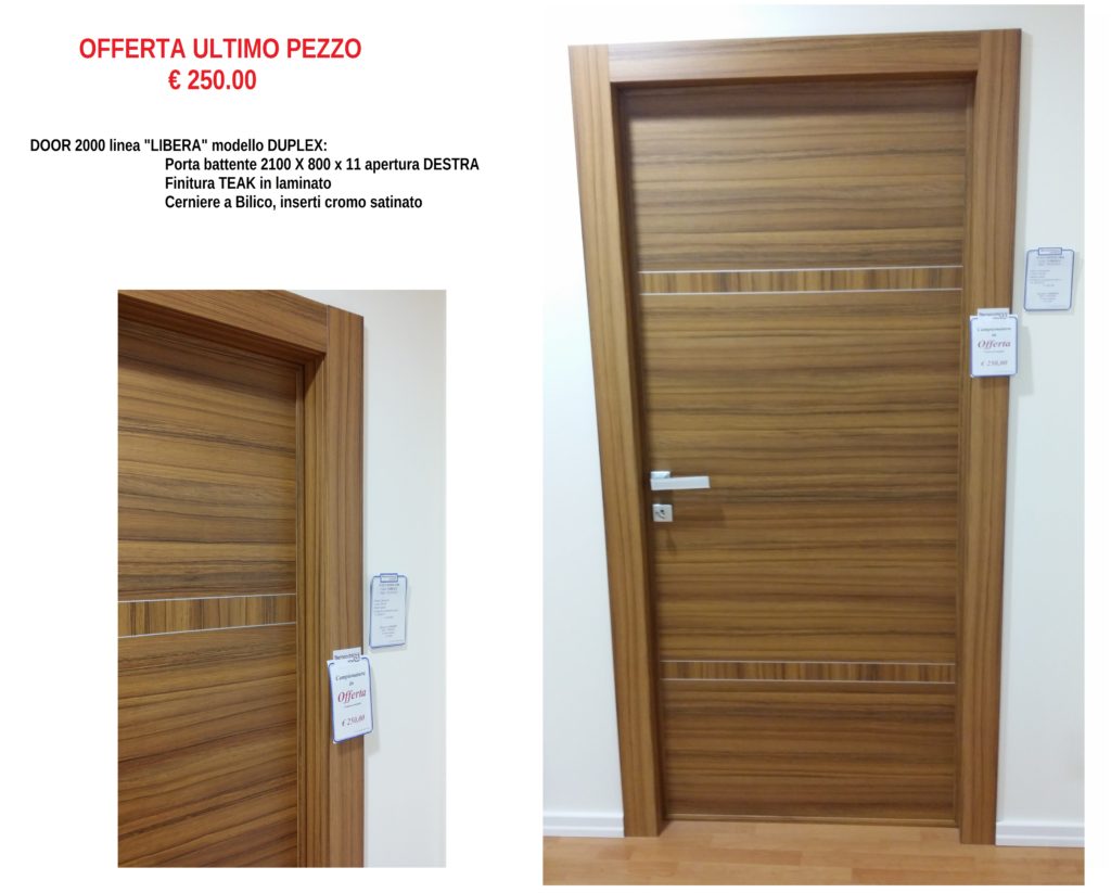 Porta DOOR 2000 linea LIBERA mod. DUPLEX in TEAK LAMINATO 210 X 80 DESTRA BATTENTE